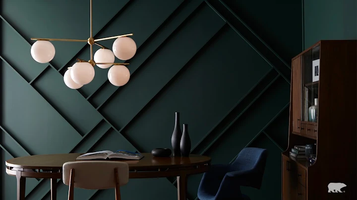 Green panelled feature wall painted by our team