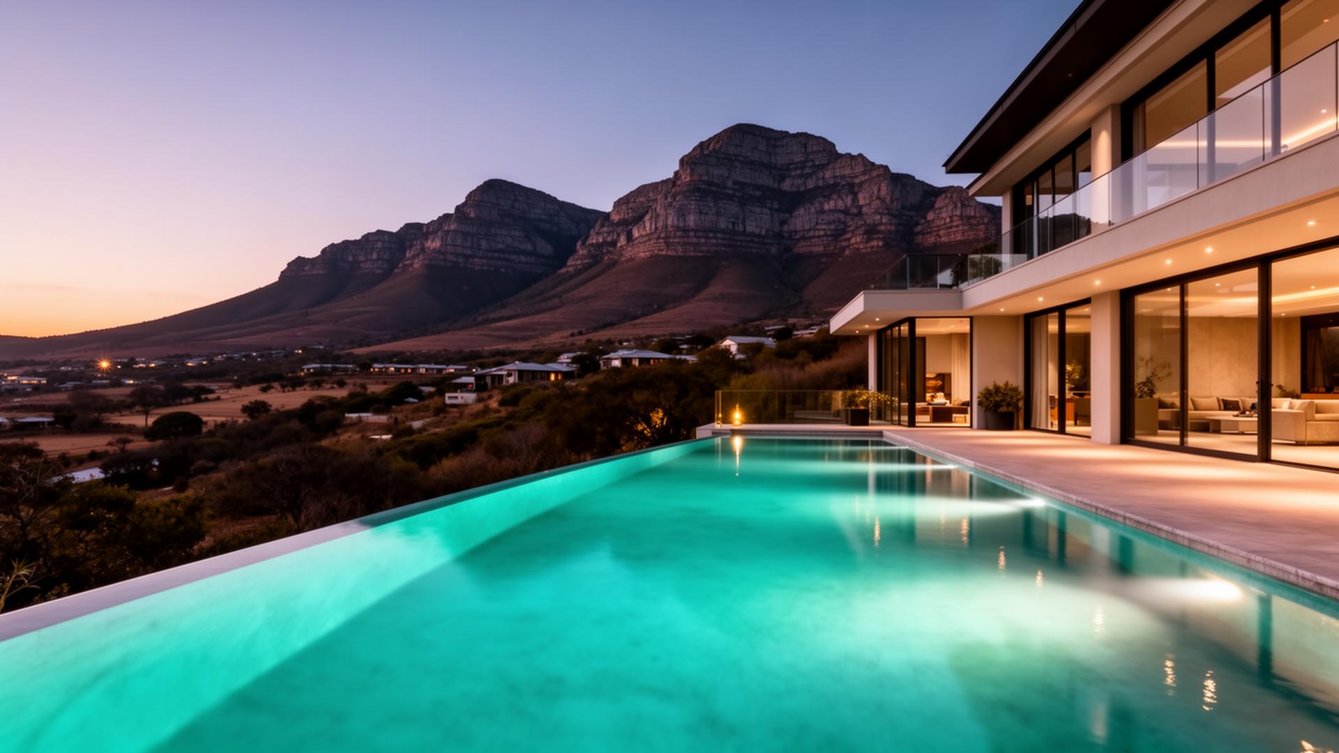 Luxury infinity pool at twilight